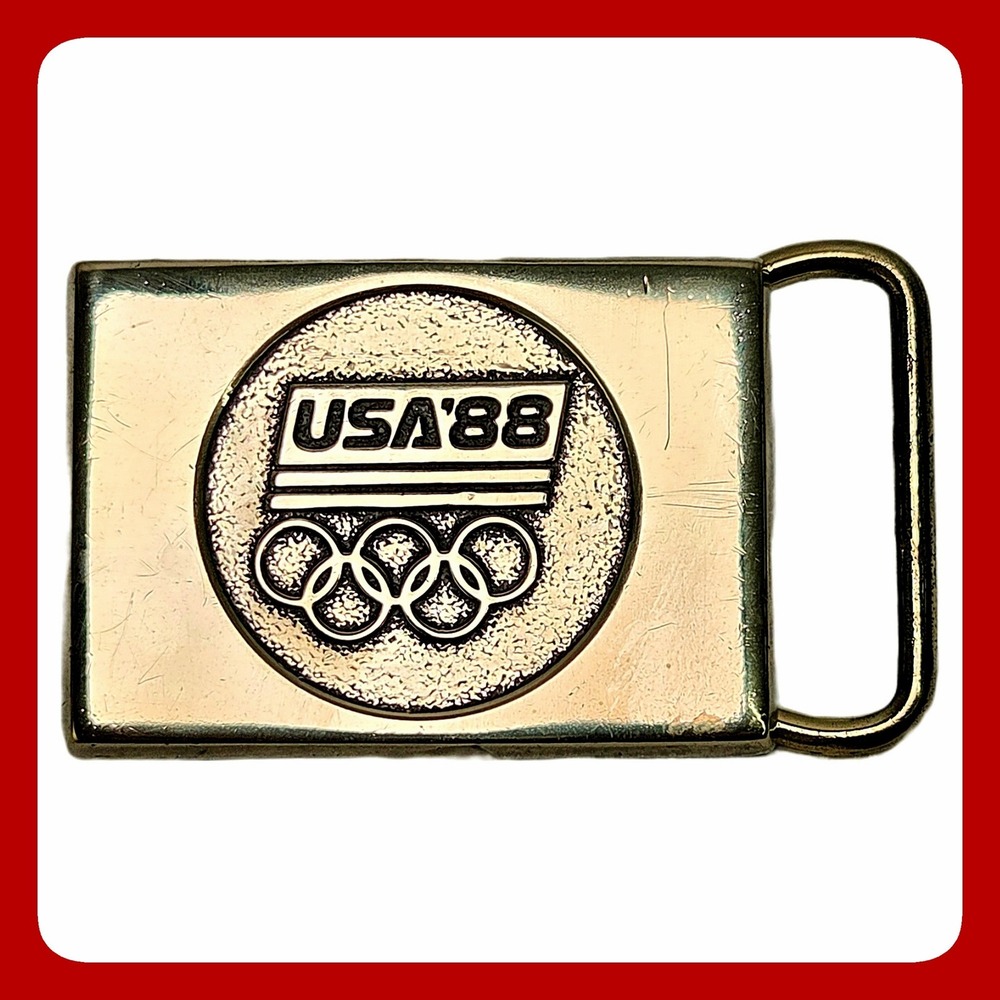 BTS 1988 USA Olympics Solid Brass Belt Buckle Vintage Collectible Retro Accessor